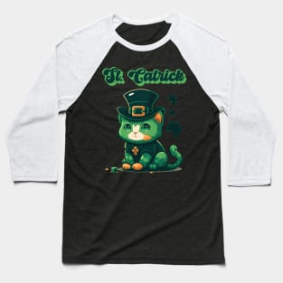 St Catrick Kitten Saint Patricks Day Lucky Cats Baseball T-Shirt